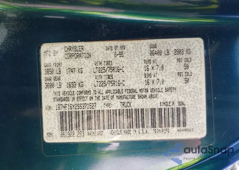 1995 Dodge Ram 1500 из США, поврежденный, VIN 1B7HF16Y2SS371527